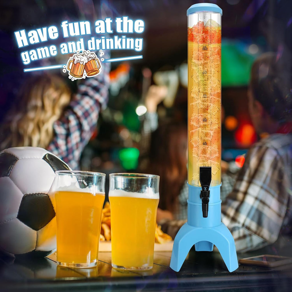 Domensi 6 Pcs Mimosa Tower Dispenser Mimosa Tower with Ice Tube and Bottomless Beer Margarita Beverage Drink Tabletop Liquor Dispenser for Bar Party(3L,Blue)