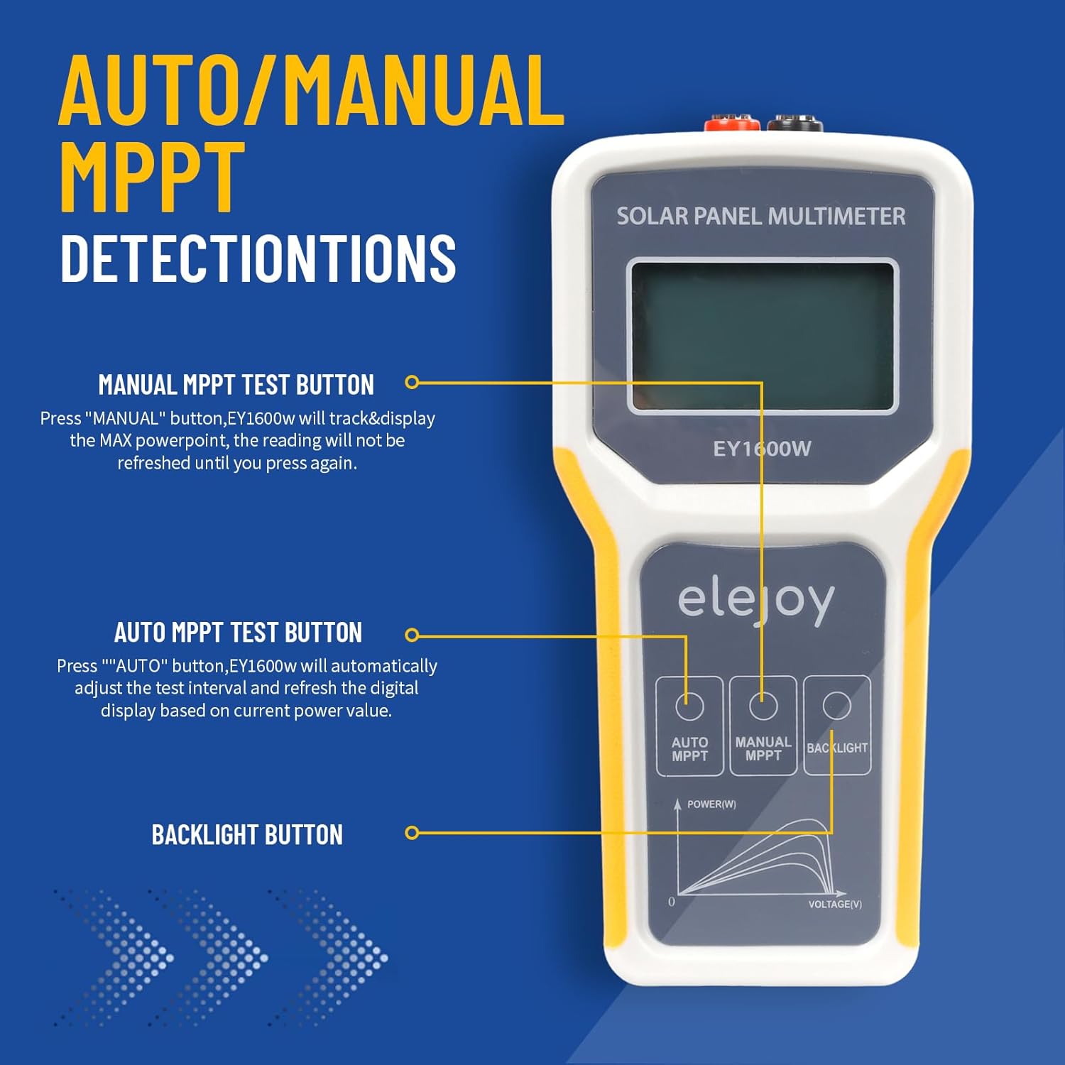 1600W Solar Panel Tester MPPT Photovoltaic Multimeter & Watt Meter Smart Portable Tool for Solar PV Panel Data & Troubleshoot Measures Power Output, Performance, and Open Circuit Voltage