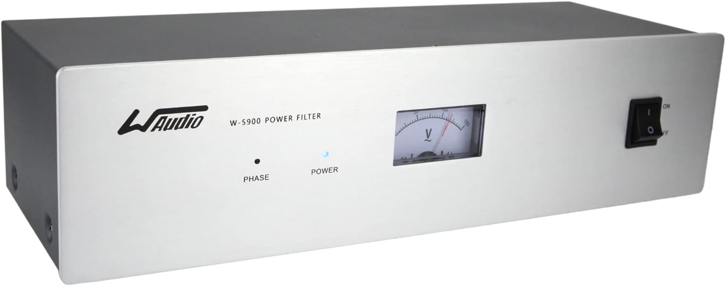 WAudio AC Noise Power Conditioner - Mains Purifier Audio Video Noise Filter Surge Protector with US Standard Sockets (Silver)