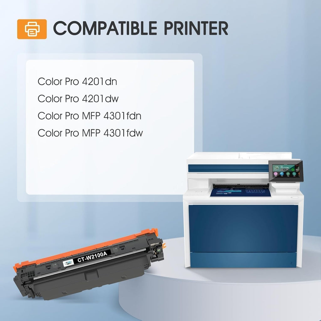 210A Toner Cartridges 4 Pack 210 4301fdw 4201dn Compatible for HP210A 210X for HP Color LaserJet Pro MFP 4301fdn 4201dn 4201dw W2100X W2100A Series Printer Ink ‎Black Cyan Yellow Magenta(with Chip)