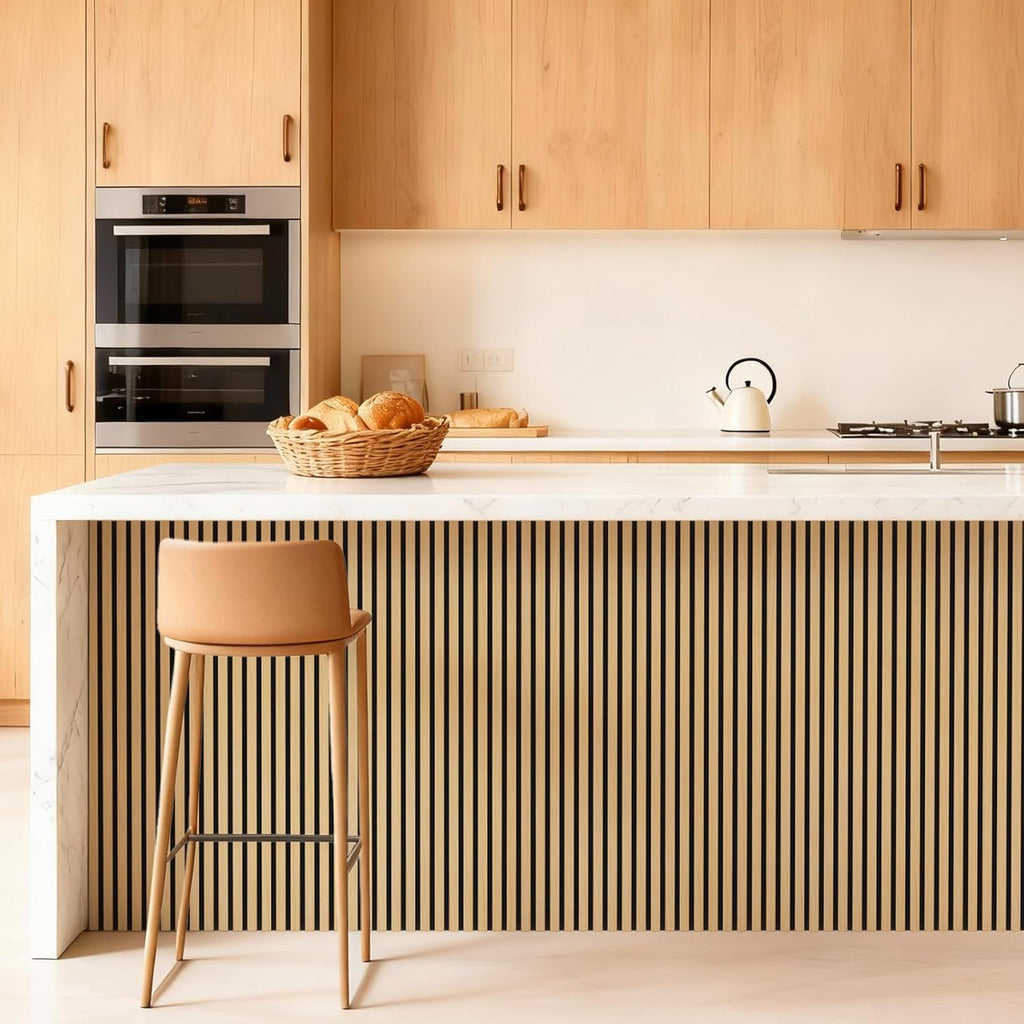TONOR Wood Wall Panels for Interior Wall Decor, 4 Pack 47.2" x 23.6"(31ft²) Wood Slat Acoustic Panels, Soundproof Wall Panels for Noise Cancelling and Decoration, Living Room, Bedroom, Office, Teak