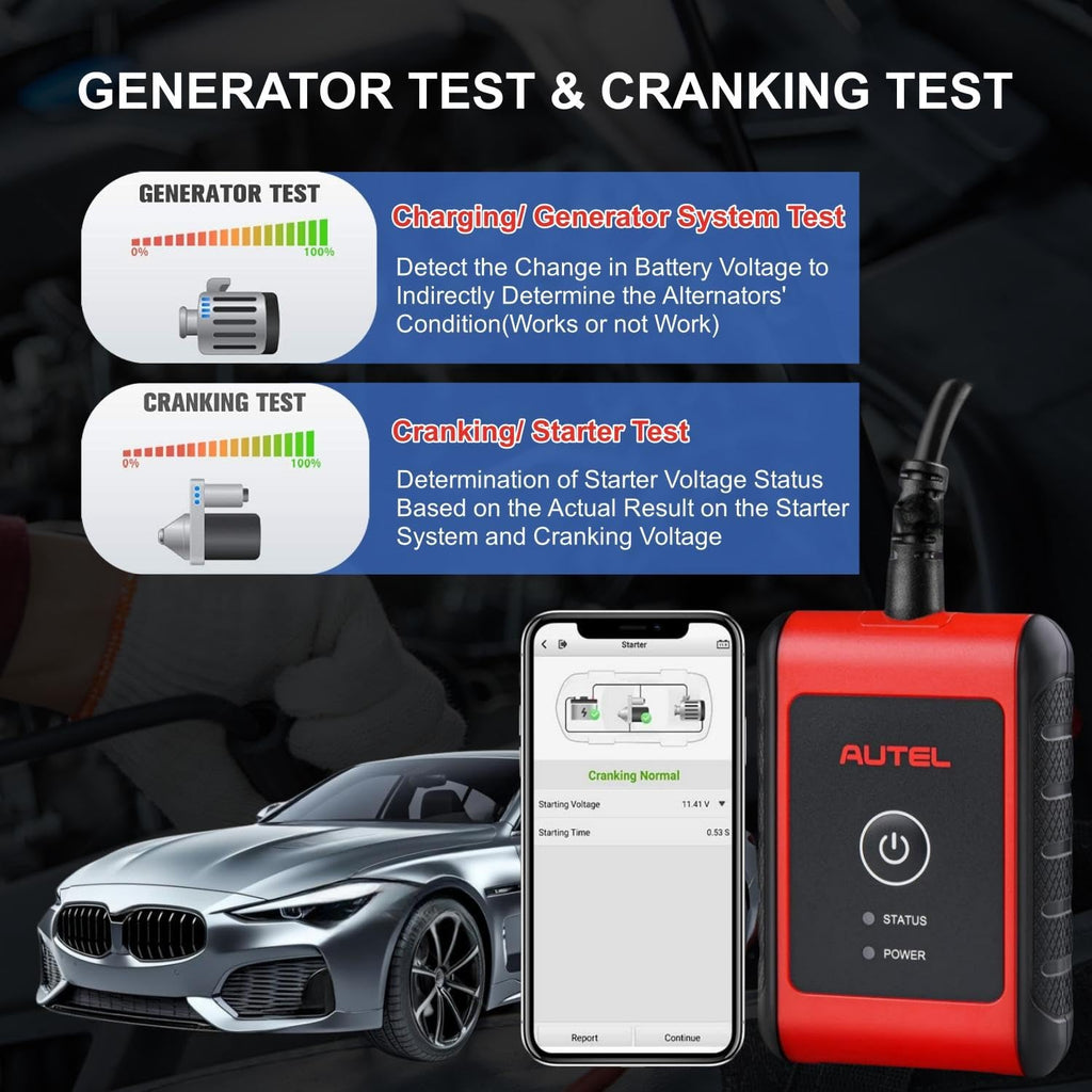 Autel MaxiBAS BT506 Car Battery Tester, 6V 12V Batteries: 100-2000 CCA Vehicle Battery Analyzer, Top Accuracy Adaptive Conductance, Battery Load Test for All Vehicles