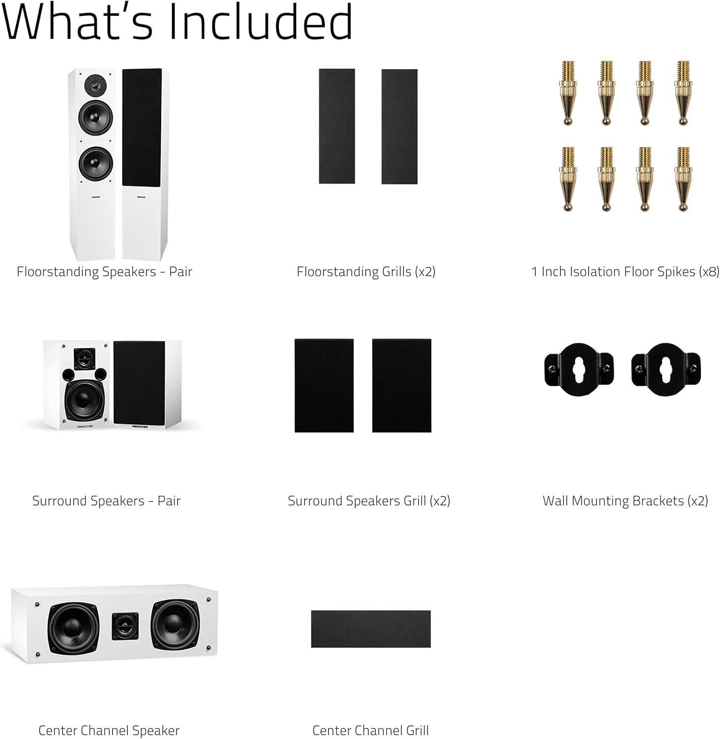 Fluance Elite High Definition Surround Sound Home Theater 5.0 Channel Speaker System Including Floorstanding Towers, Center Channel and Rear Surround Speakers - White (SXHTBWH)