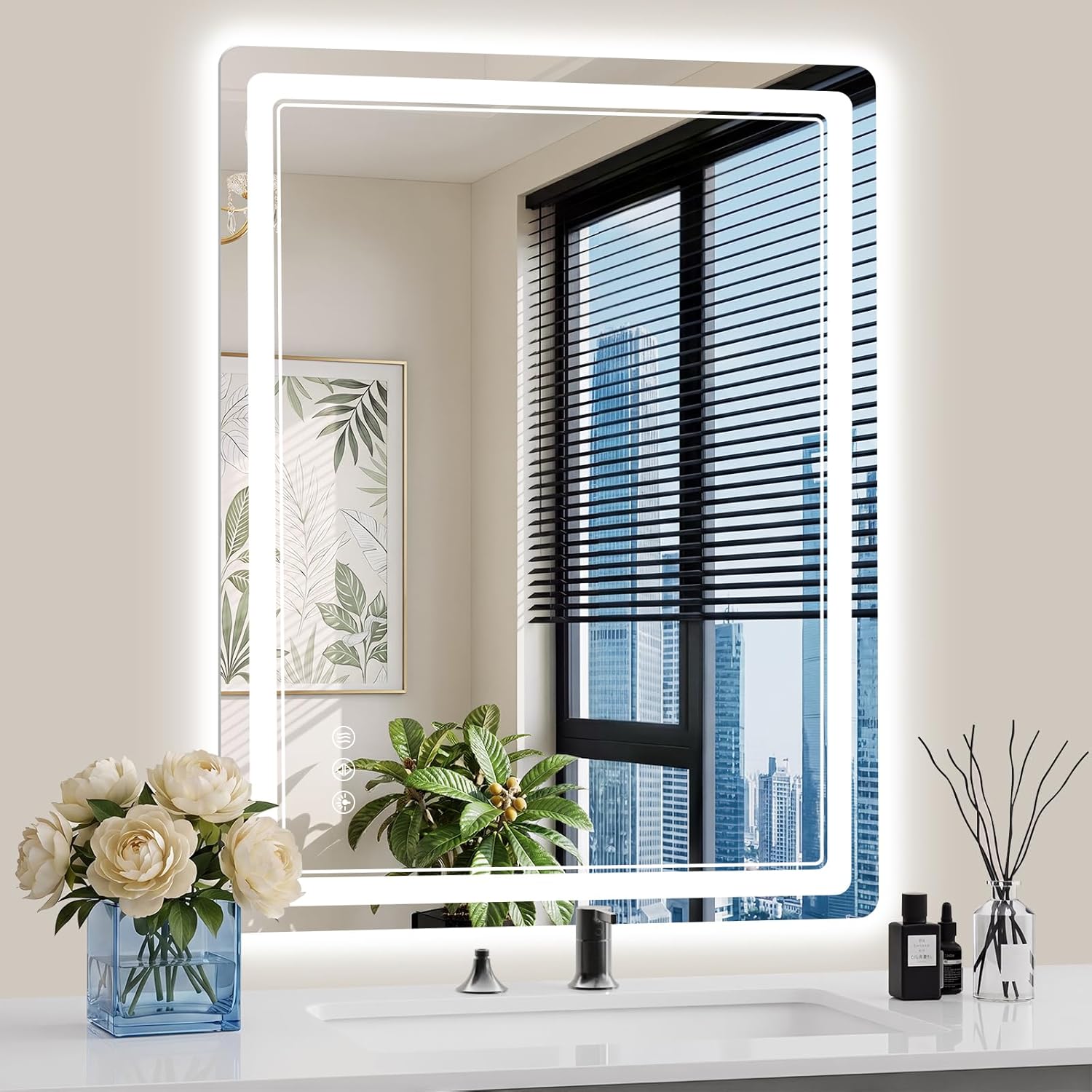 30"x36" LED Bathroom Mirror with Lights, Backlit + Front Lit, Anti-Fog, Lighted Bathroom Mirror for Wall, HD Shatterproof Tempered Glass, Dimmable, Memory Function (Horizontal/Vertical)