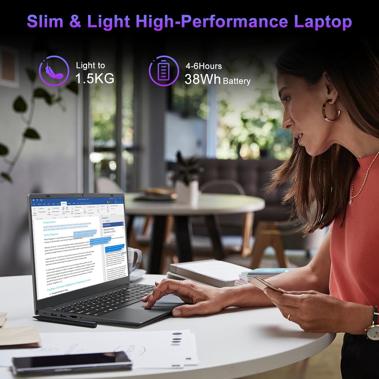 Laptop Computer 15.6 Inch, 8GB RAM 256GB SSD, Pentium 6500Y Processor Up to 3.4GHz, FHD IPS Display, WiFi 5, Type-C, Laptop for Students, Business & Home Office