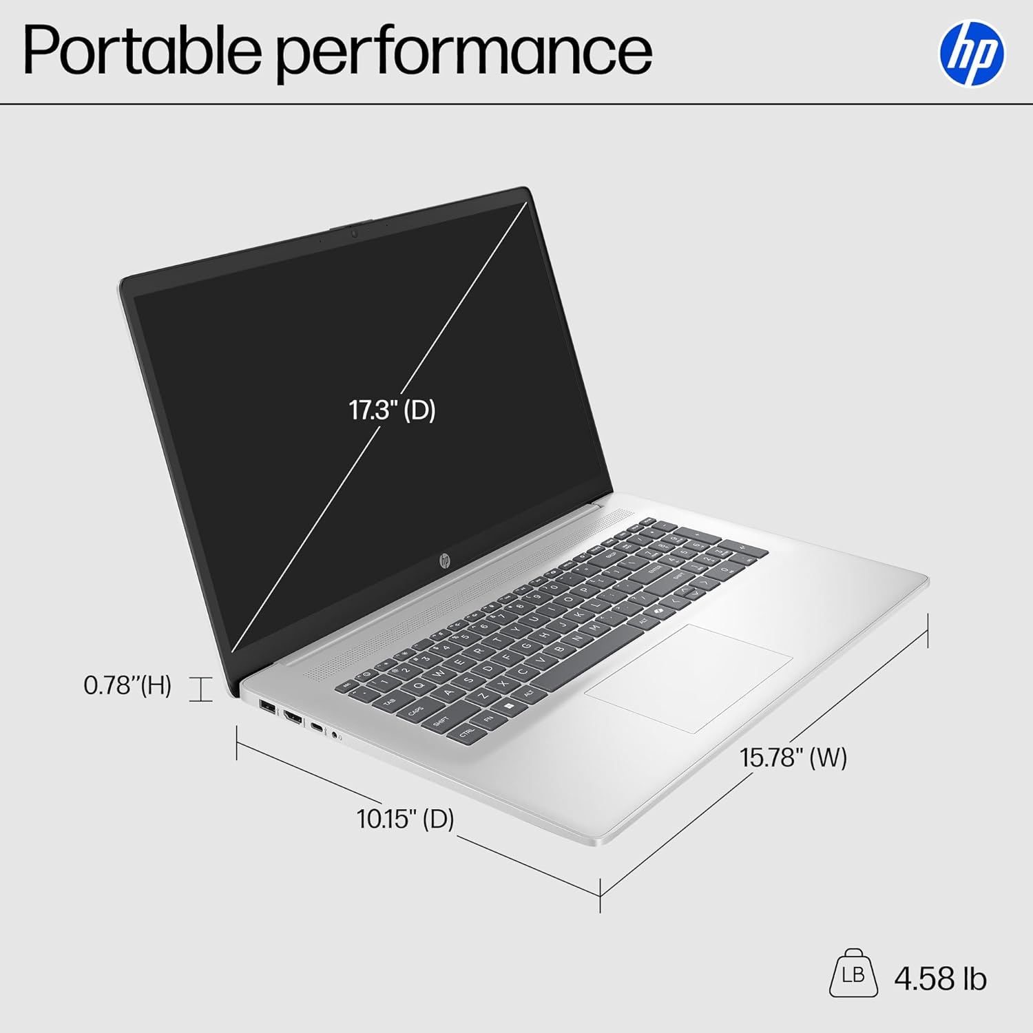HP 17 Inch Laptop, 17.3" FHD IPS Display, AMD Ryzen 5 7430U (Up to 4.5GHz), 20 GB RAM, 512 GB SSD, Wi-Fi 6, Bluetooth 5.4, Windows 11 Pro, Copilot AI Key, Numeric Keypad, w/RECOLX AI Voice Recorder