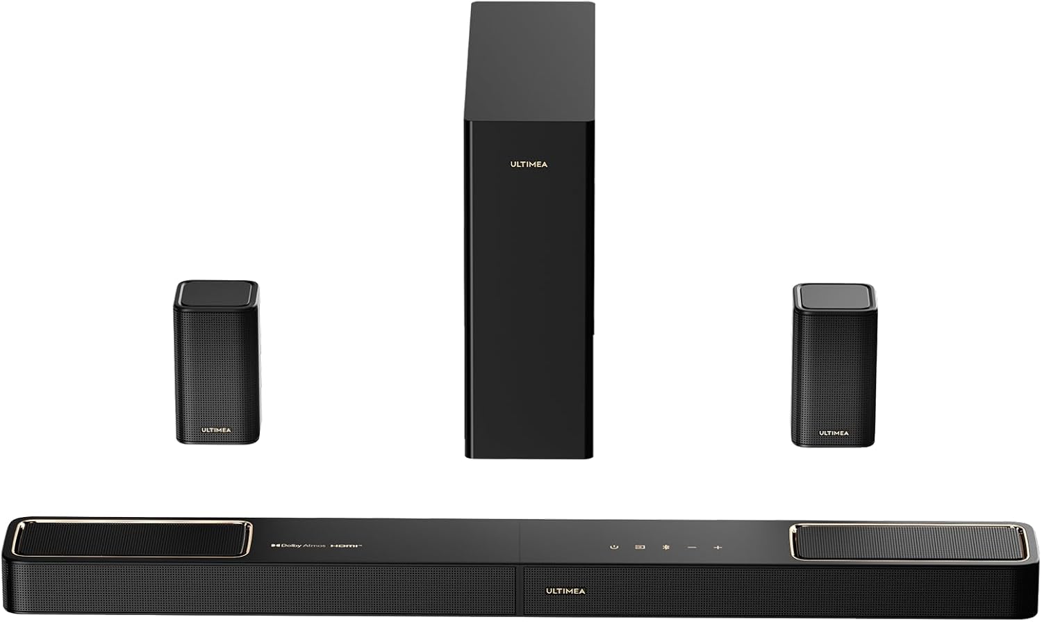 ULTIMEA 5.1.2ch Sound Bar with Dolby Atmos, Surround Sound System for TV with 2 Surround Speakers, Sound Bar for Smart TV, Soundbar with Subwoofer for Home Theater, Skywave F40