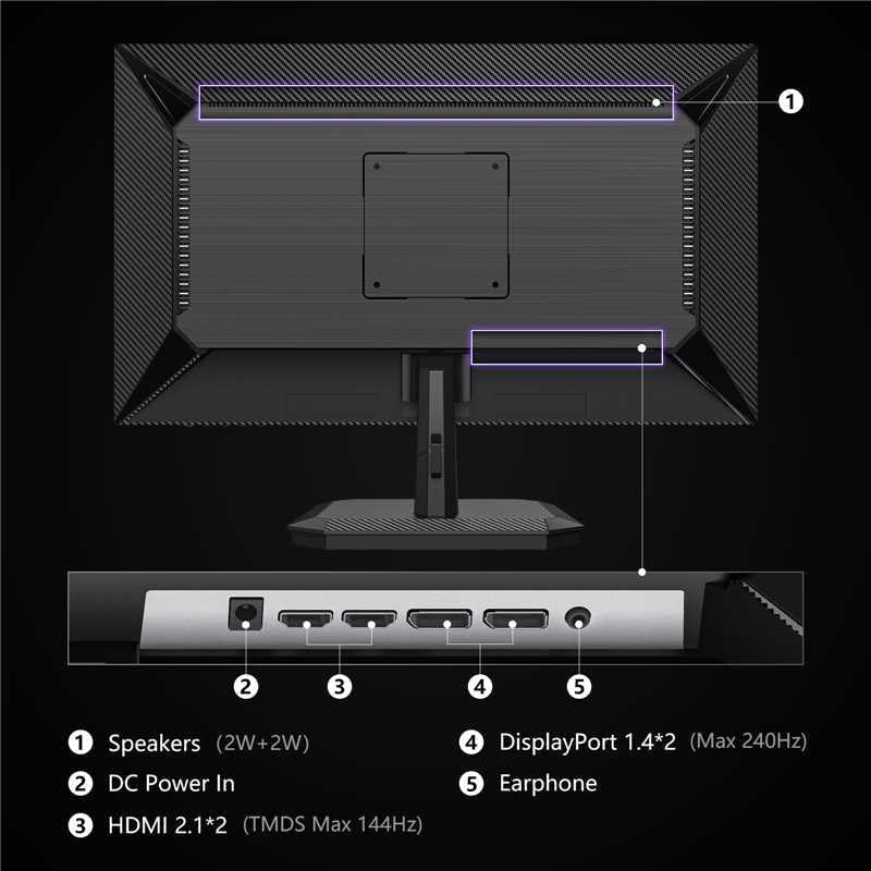INNOCN 24.5 Inch Gaming Monitor 1440P 240Hz QHD 2K PC Desktop Gaming Screen Fast IPS HDMI 2.1 Display, DisplayPort, Built-in Speaker, 25G2S