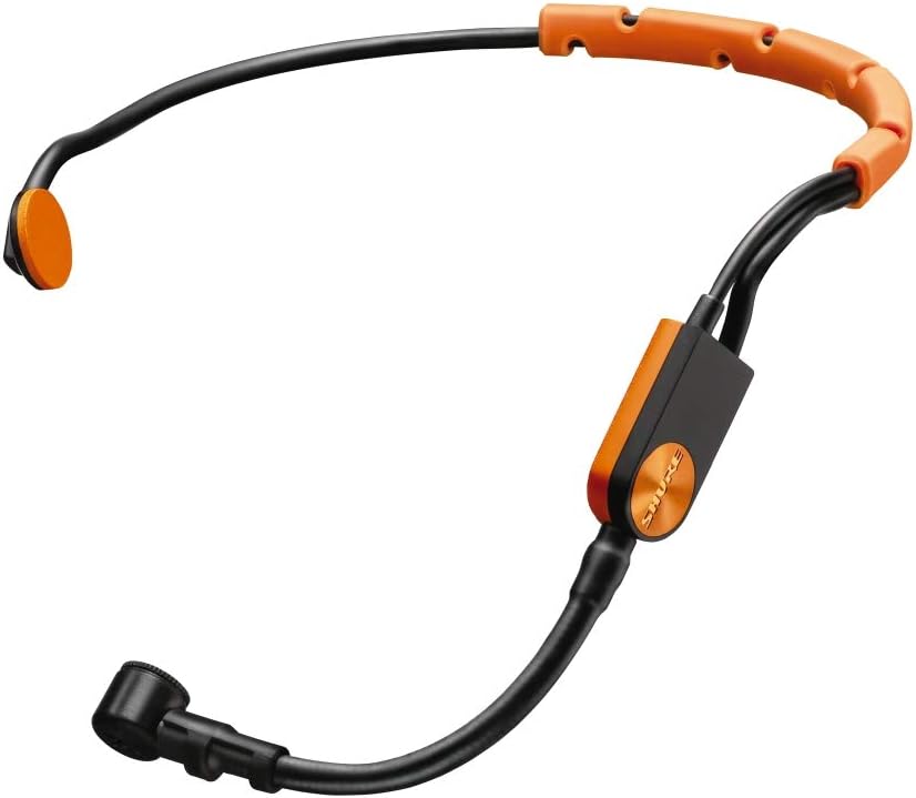 Shure SM31FH Fitness Headset Microphone, Weather-Resistant Omnidirectional Mic for Wireless Bodypacks, Secure Fit for Instructors, Trainers & Active Performers, Black & Orange
