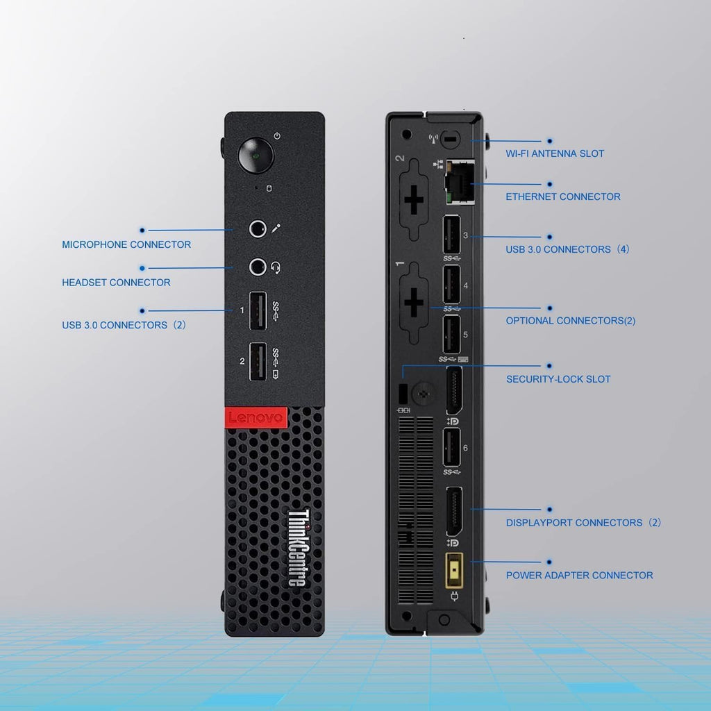 Lenovo ThinkCentre M710q Tiny Desktop, Core 6th Gen, 8GB DDR4 RAM, 256GB SSD, DisplayPort, Keyboard & Mouse, WiFi, BT, Windows 11 Pro (Renewed)