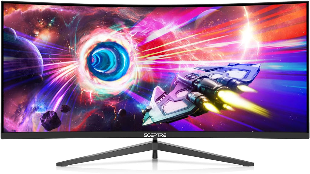 Sceptre 34-Inch Curved Ultrawide WQHD Monitor (3440 × 1440), R1500, up to 180Hz/165Hz, DisplayPort x2, 99% sRGB, 1ms, Built-in Speakers, Machine Black, 2025 (C345B-QUT168)