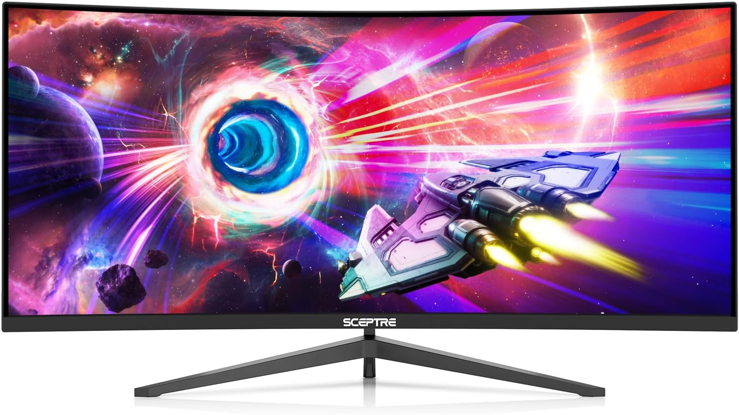 Sceptre 34-Inch Curved Ultrawide WQHD Monitor (3440 × 1440), R1500, up to 180Hz/165Hz, DisplayPort x2, 99% sRGB, 1ms, Built-in Speakers, Machine Black, 2025 (C345B-QUT168)