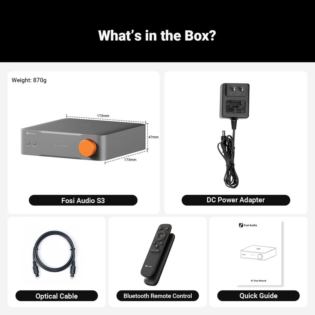 Fosi Audio S3 HiFi Music Streamer DAC Preamp, AK4493SEQ DAC Wi-Fi 6 Bluetooth 5.3, Digital Transport with XLR Balanced/Optical/Sub Out/HDMI eARC, AirPlay 2 Spotify Connect Tidal, 5-Band EQ