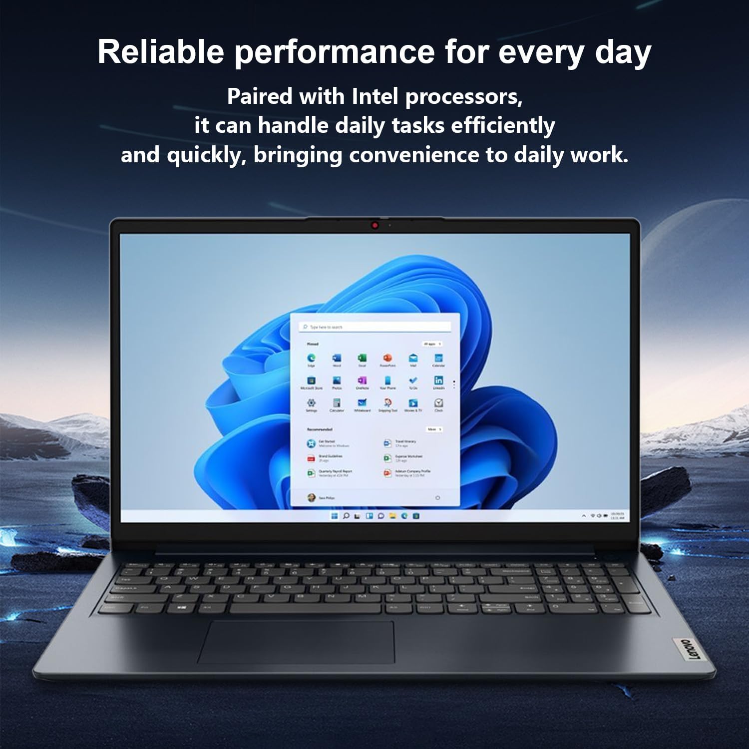 Lenovo IdeaPad 1i Laptop, 15.6" FHD Touchscreen, Intel Core i5-1235U Processor, 16GB RAM, 512GB SSD, Webcam, HDMI, Wi-Fi 6, Windows 11 Home, Blue