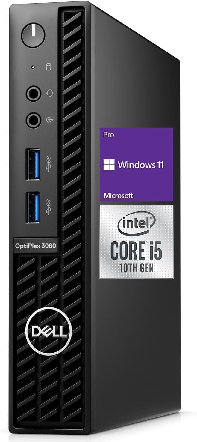 Dell OptiPlex 3080 Micro PC | Intel Core i5-10500T | 16GB RAM | 512GB SSD | Windows 11 Pro | Wi-Fi+ BT | Mini Desktop Computer (Renewed) (16GB RAM + 512GB SSD)