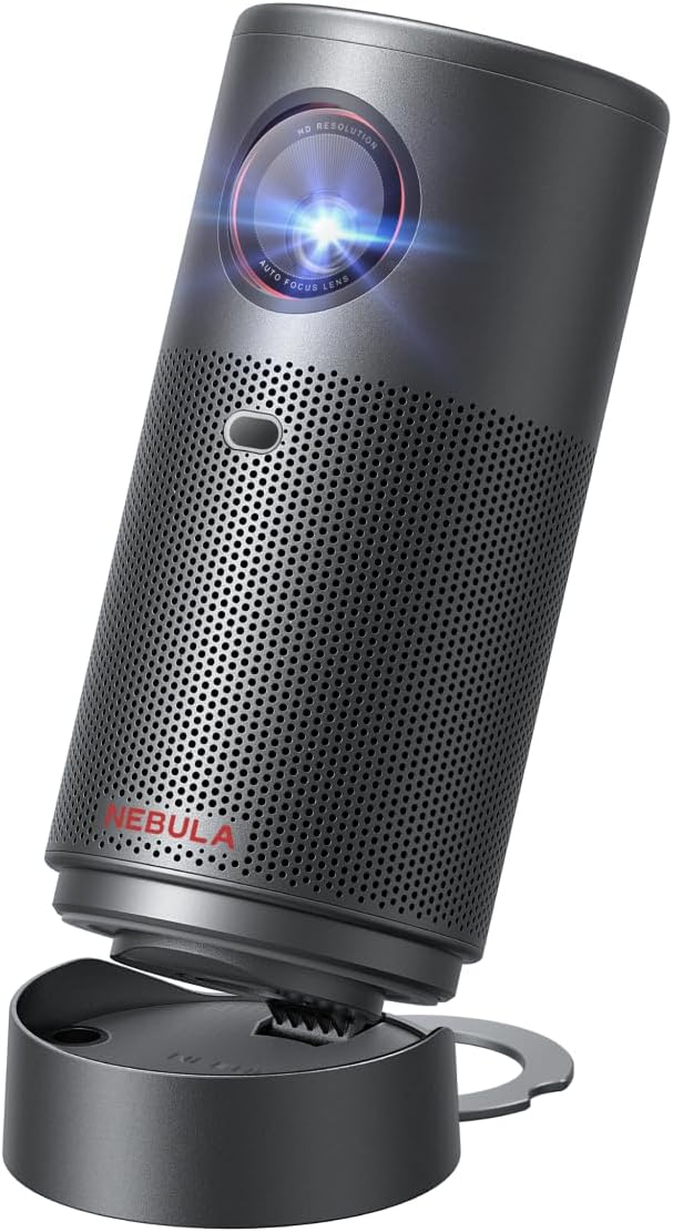 NEBULA Capsule Air Google TV Projector, Officially Licensed Netflix, 720p Smart Mini Projector with Wi-Fi and Bluetooth, 2 Hours of Playtime, Dolby Digital, Ultra Portable for Any Space (Renewed)