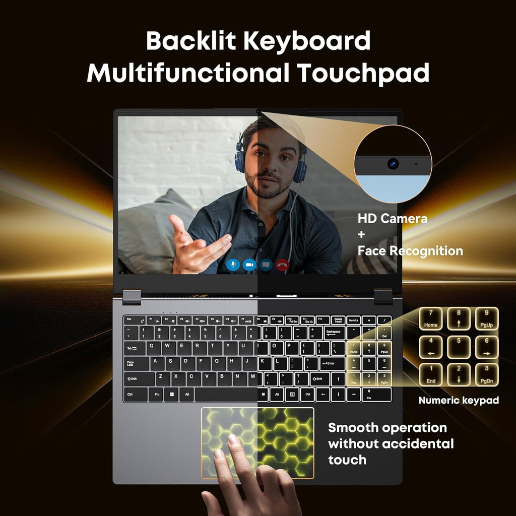 15.6" Laptop Computer 2-in-1 AMD Ryzen 7430U (Beat i7-1355U) Win11 Pro, MS Office 365 Traditional Laptops 16GB 512GB SSD Backlit Keyboard Full HD IPS Display 1MP Camera Type-C BT 5.0 HDMI