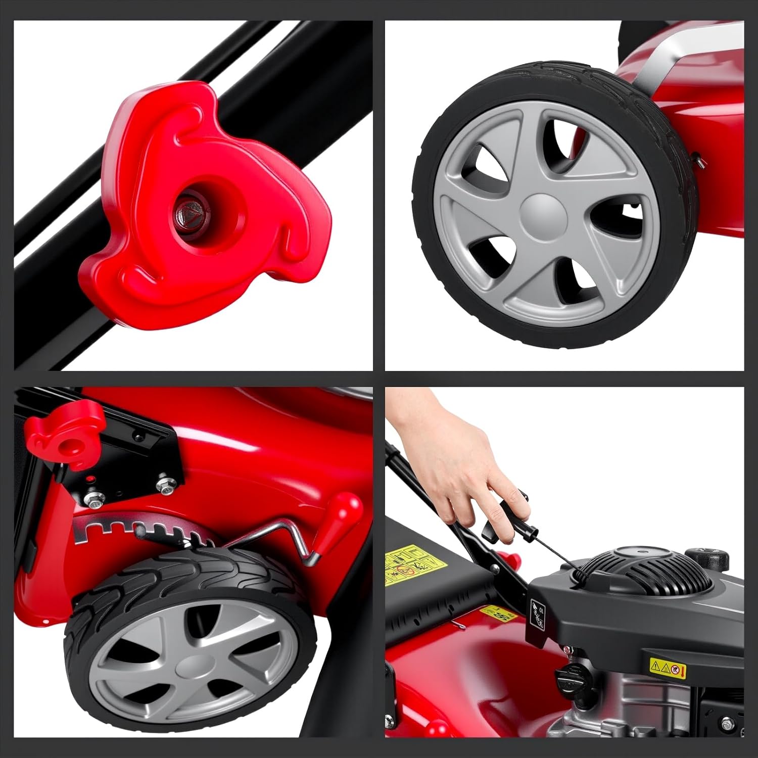 18" Lawn Mowers, 3 in 1 Self-Propelled Cordless Lawn Mower, 131cc Walk-Behind Push Gas Lawn-Mower with 50L Grass Bag, Heavy-Duty Gas Powered Lawnmower for Gardening Care Lawns Maintenance Yard Trimme
