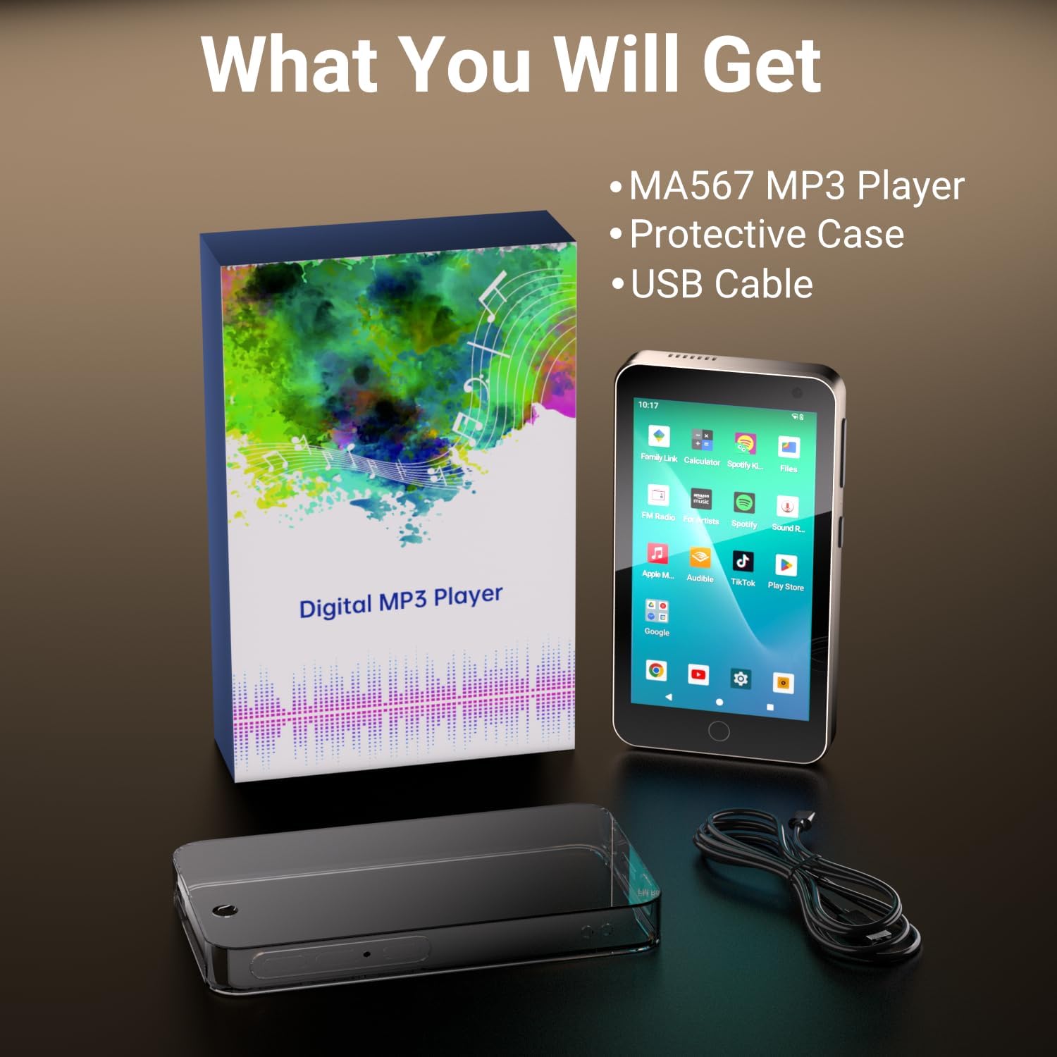 160GB MP3 Player with Bluetooth and WiFi - Aiworth GMS Certified Android Streaming Music Player with Spotify,Portable 4" Touch Screen MP4 MP3 Music Player for Kids with APP Store (Midnight)