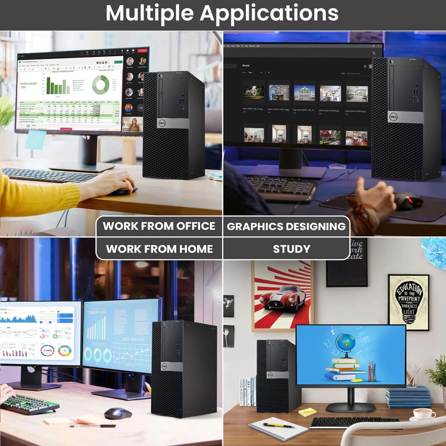 Dell Optiplex 7050 Tower Desktop Computer PC - Intel Core i7-7700 7th Gen - 16GB DDR4 RAM - 1TB SSD - New 24 Monitor - Wireless Keyboard & Mouse - WiFi - Window 11 Pro (Renewed)