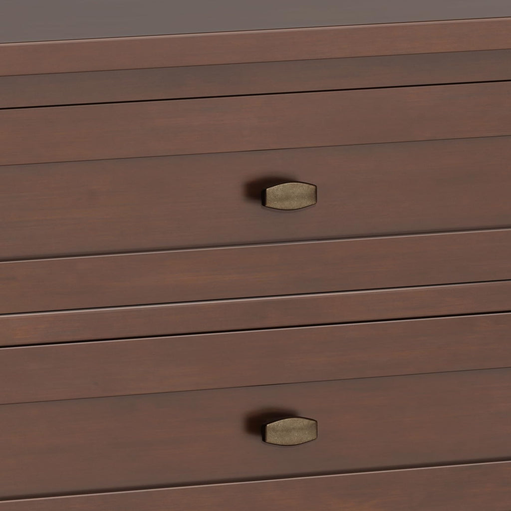 SIMPLIHOME Warm Shaker Bedside Table - 24 inch Wide Solid Wood Nightstand in Russet Brown, Transitional Bedroom Side or End Table with 2 Drawers, Open Shelf Storage and Brushed Nickel Hardware