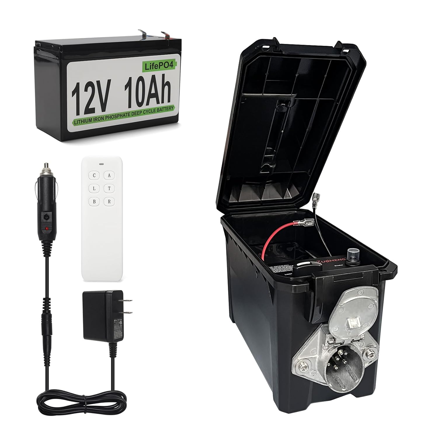 Trailer Light Tester Box with 12V 10Ah Battery and IP68 Waterproof Carrying Case, Wireless Remote Control Operation (7-Way Round Pin Compatibility)