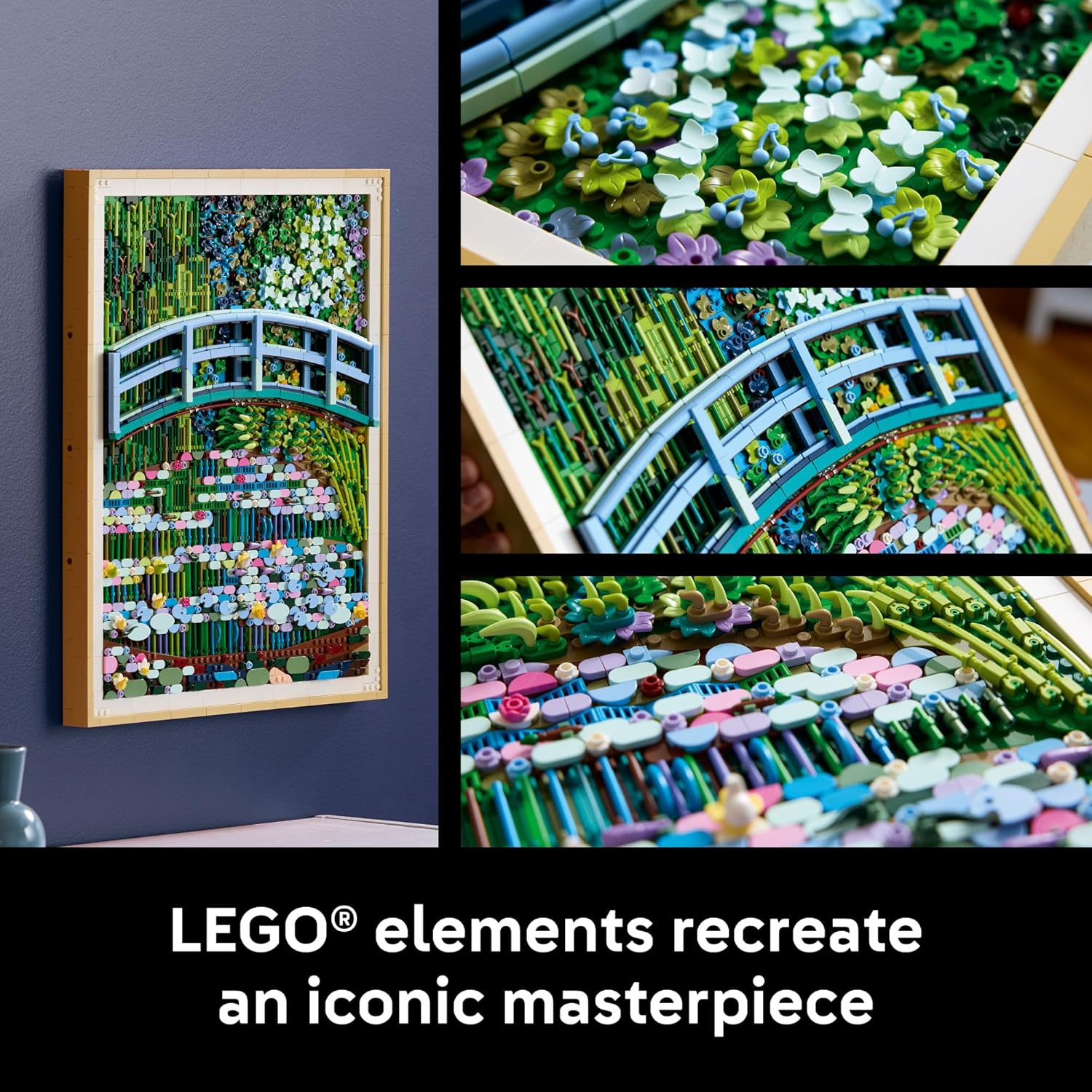 LEGO Art Claude Monet – Bridge Over a Pond of Water Lilies - Building Sets for Adults, Ages 18+ - Wall Decor for Living Room or Home Office - Gift for Women & Men - 31220
