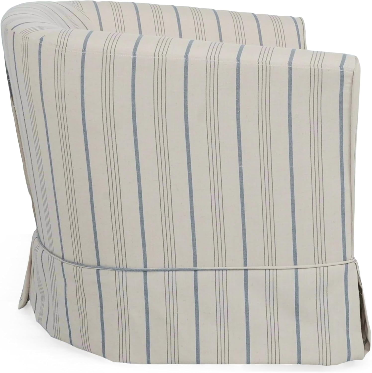 Christopher Knight Home Modern 360-Degree Swivel Accent Chair, Fabric Upholstered Club Chair, Comfy Reading Chair for Living Room, Bedroom Office, Beige/Blue Stripe