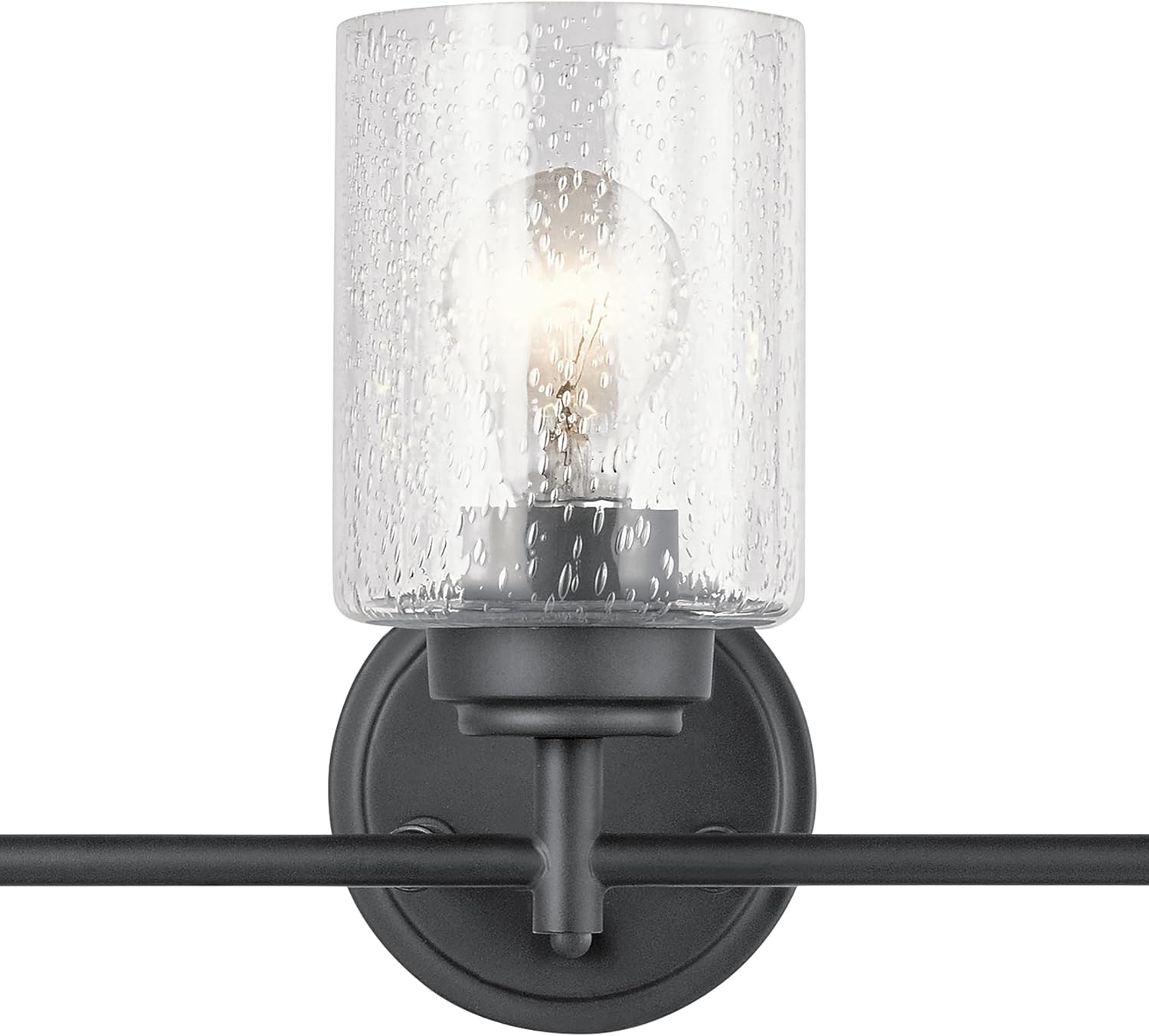 Kichler Winslow 21.5" 3-Light Bathroom Vanity Light Fixture with Clear Seeded Glass in Black, Modern Wall Mount Lighting for Mirror over Vanity in Bathroom, 45886BK
