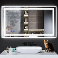 42"x24" LED Bathroom Mirror with Anti-Fog, Stepless Dimmable Lights, 3 Color Modes, Shatter-Proof Tempered Glass,Waterproof Design