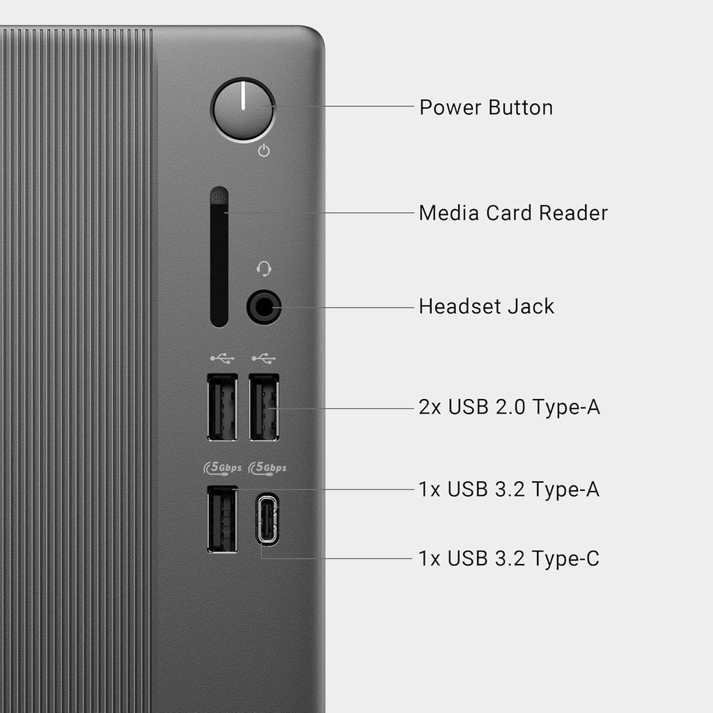 Dell Slim Desktop ECS1250 - Intel Core i3 14100 Processor, 8GB DDR5 RAM, 512GB SSD, WiFi 6, Intel UHD Graphics 730, Windows 11 Home, Onsite Service - Black