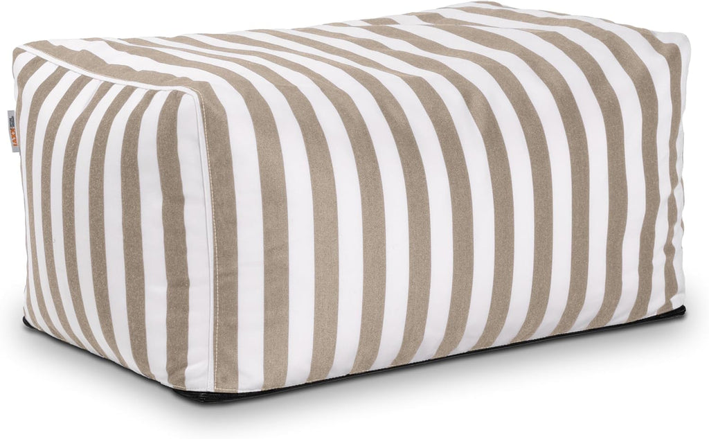 Jaxx Leon Outdoor Bean Bag Ottoman, Taupe Striped