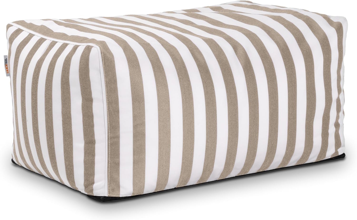 Jaxx Leon Outdoor Bean Bag Ottoman, Taupe Striped