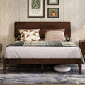 Novilla Queen Bed Frame with 3-Level Adjustable Storage Headboard, Solid Wood Platform Bed Frame with Slats, No Box Spring Needed, Noise Free, Walnut Finish for Master Bedroom and Guest Room