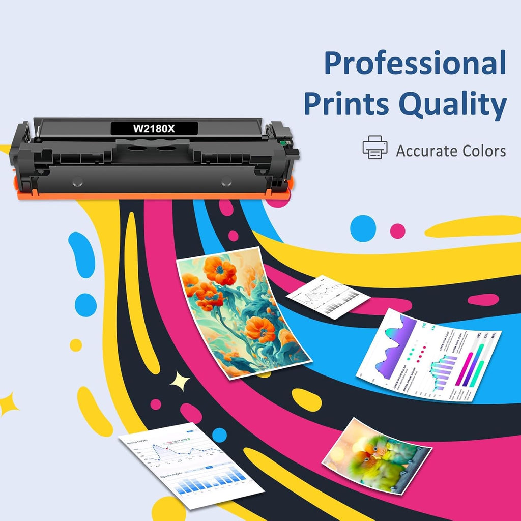 218X Toner Cartridges 4 Pack Pro MFP 3301fdw 3201dw Toner Compatible for HP 218X High Yield 218A for Color LaserJet Pro 3201dw MFP 3301 Series 3301sdw 3301cdw Printer Ink W2180X W2180A (with Chip)