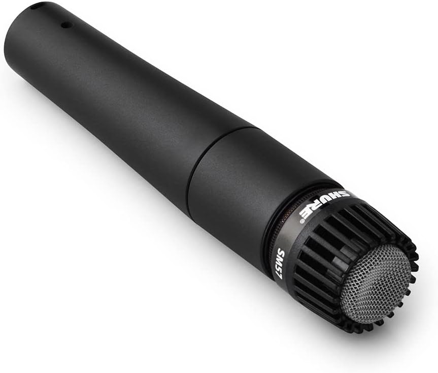 Shure SM57 Dynamic Microphone – Wired Cardioid XLR Instrument Handheld Mic for Guitar Amplifiers, Snare Drum, Percussion, Live Sound & Studio Recording, Black