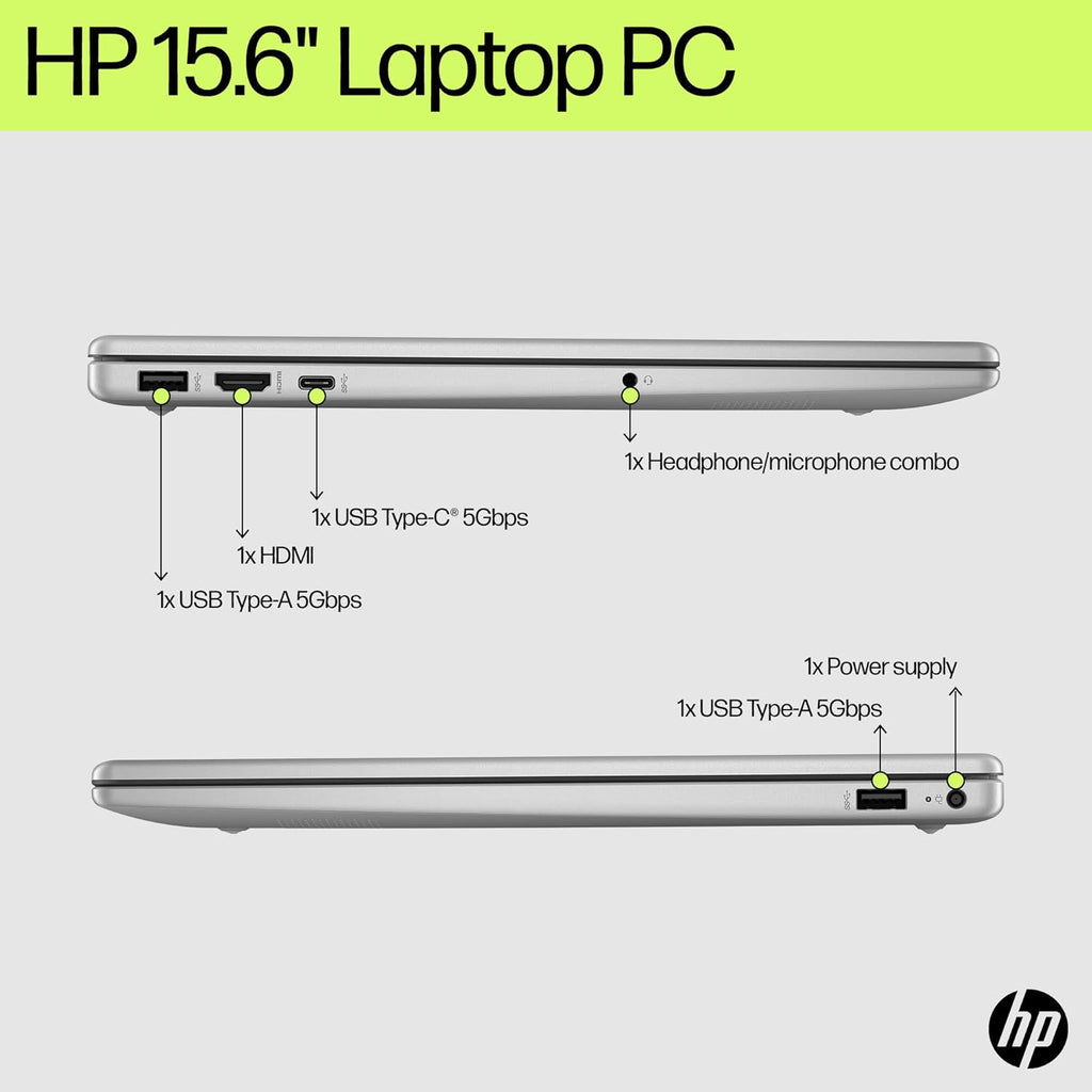 HP Notebook 15.6 FHD Laptop Computer with Microsoft Office 365, 16GB DDR4 RAM, 512GB SSD, Intel 4-Core N100 CPU, 2026 Edition, Numeric Keypad, Copilot AI, Windows 11 Home, Silver