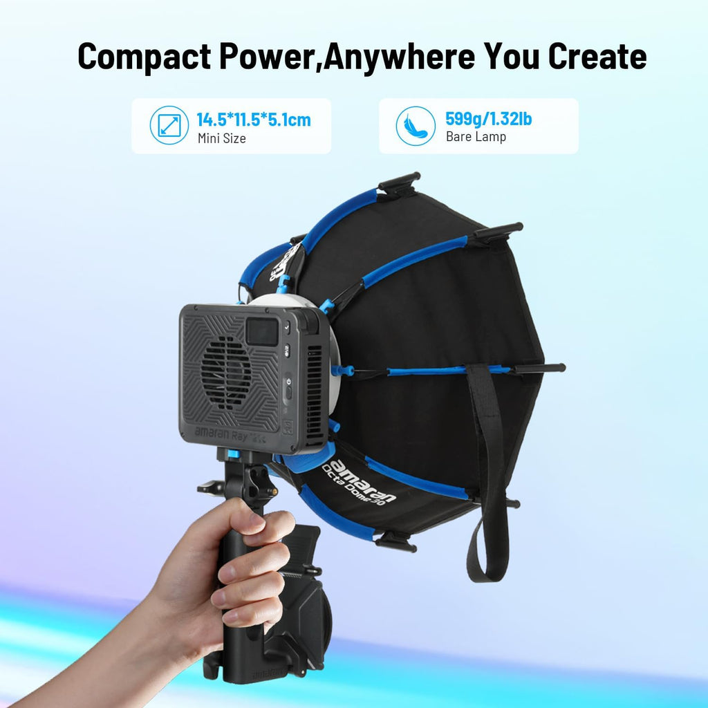 amaran Ray 120c RGB Video Light,120W Portable Studio Light IP54,CCT 1,800K-20,000K,APP Control Bowens Mount LED Lights for Photography w/Softbox Portable Bag (Ray 120c)