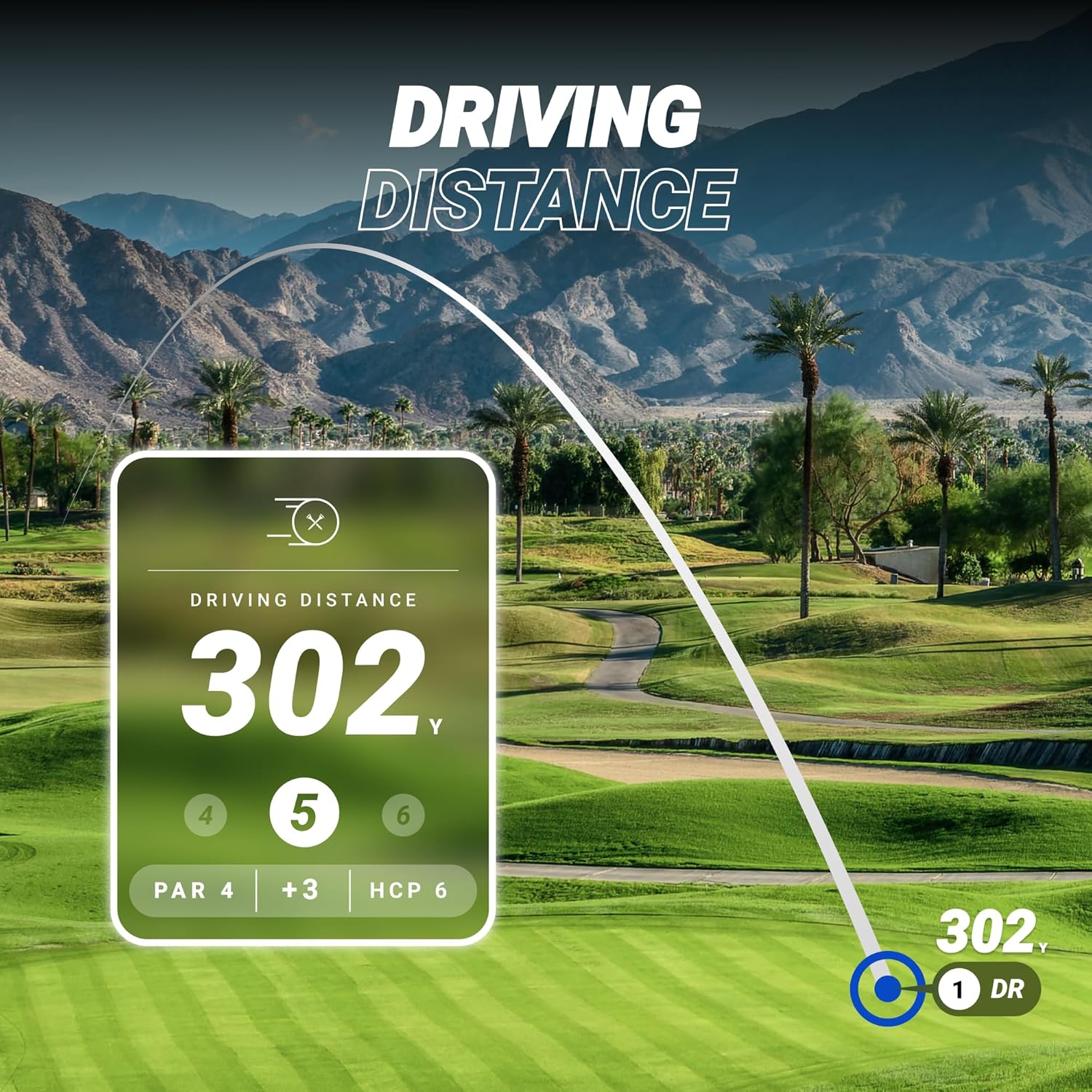 Blue Tees Golf Player+ AI-Powered GPS Speaker - Touchscreen Display, 10+ Hour Battery, 40,000+ Courses, Visual & Audible Distances, Hazard Detection, IPX7 Waterproof (Navy)