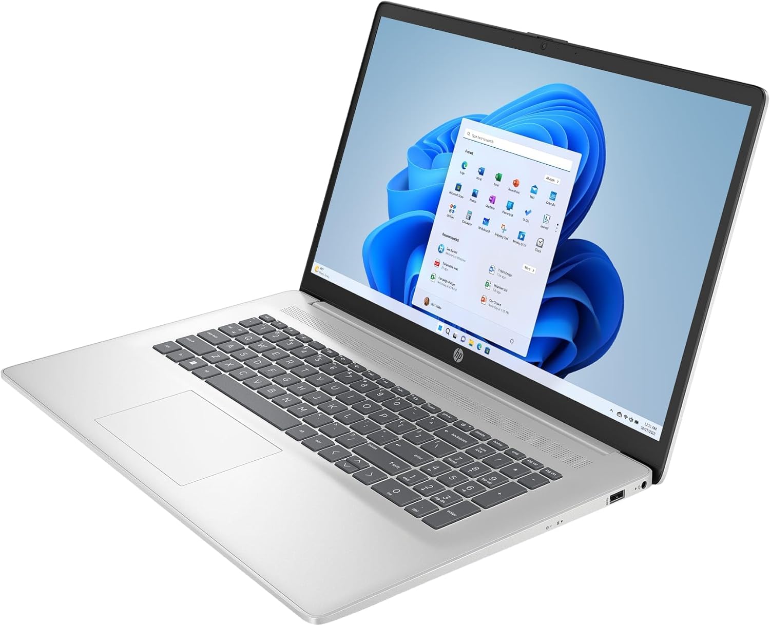 HP 17 Laptop (17.3" FHD Anti-Glare, AMD Ryzen 5 (> Intel i7-1165G7), 16GB RAM, 512GB SSD) for Business, Home, Student, Long Battery Life, Webcam, Fast Charge, HDMI, IST Hub, Win 11 Pro, Silver