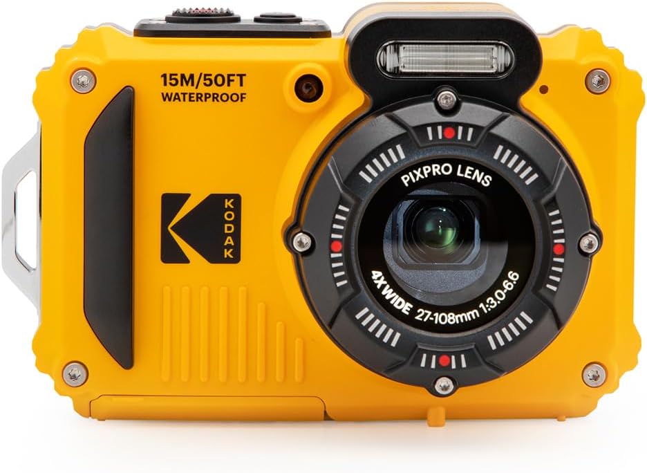 KODAK PIXPRO WPZ2 Waterproof Digital Camera, 16MP with 4X Optical Zoom, Shockproof, Dustproof, 1080p Video, Wi-Fi, Yellow