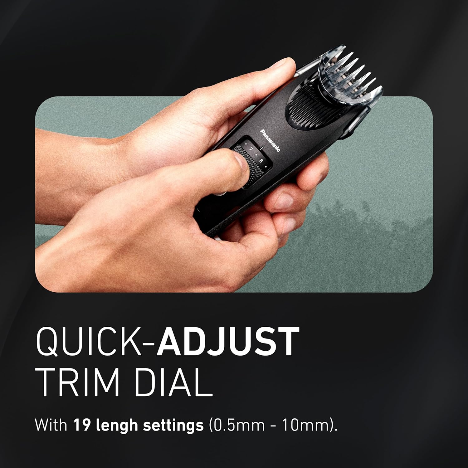 Panasonic Beard Trimmer for Men Cordless Precision Power, Hair Clipper with Comb Attachment and 19 Adjustable Settings, Washable, ER-SB40-K, 0.5-10mm lengths, 1 Pack