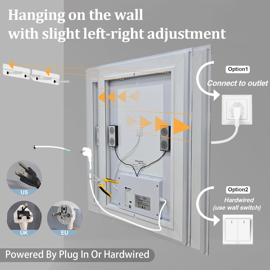 24"x32" LED Bathroom Mirror with Lights,Bluetooth Dual Speaker,Anti-Fog,3 Color Temperature,Dimmable Brightness,Memory Function,Waterproof,Wall Mount Design,Tempered Glass