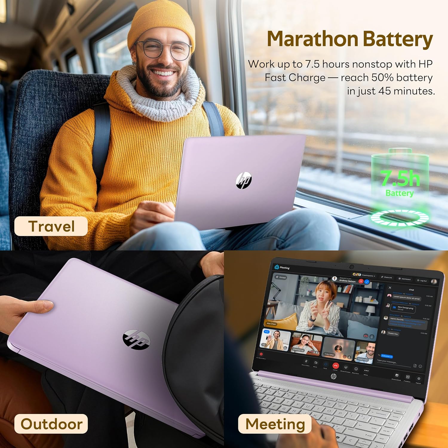 HP Flagship 14" HD Student&Business Laptop with AI Copilot, 13th Gen Intel 4-Core, 4GB RAM, 1.12TB Storage (128GB UFS + 1TB Docking Station), 1 Year Office 365, Wi-Fi 6, Win 11 S, Lavender Purple