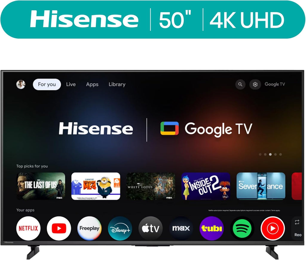 Hisense 50-Inch Class H5 4K UHD HDR Google Smart TV (50H5BG, 2025) Dolby Vision Gaming HDR 10 Motion Rate 120 AI Upscaler DTS Virtual X Game Mode Plus Google Assistant + Free WallMount (Renewed)