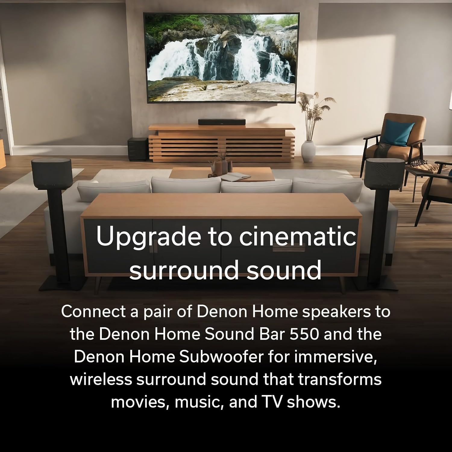Denon Home 400 Speaker, Wireless Speaker with 6-Driver Array for Stereo and 3D Dolby Atmos Music, HEOS Multiroom Music Control, Wi-Fi, Bluetooth, Home Audio Device, AirPlay 2, Stone