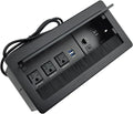 Tabletop Multimedia Connectivity Box with 3 AC Power+2 USB-A Charger+1 HDMI+1 RJ45(CAT6)+1 USB-C Data +1 Audio with 5.58ft Power Cord for Conference Room(Black)