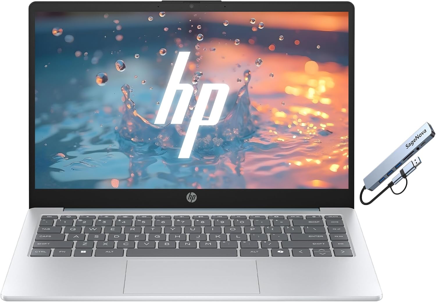 HP 14" Business & Students Laptop Computer, 256GB SSD, Microsoft Office 365 Included, Windows 11 with Copilot, AMD Athlon 7120U, SageNova Docking Station, Moonlight Blue