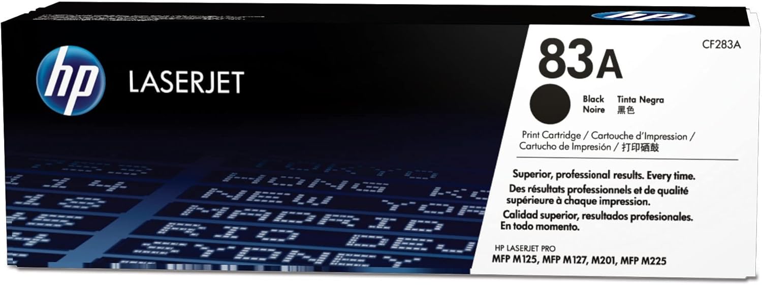 HP 83A Black Toner Cartridge | Works LaserJet Pro M201, LaserJet Pro MFP M125, M127, M225 Series | CF283A...
