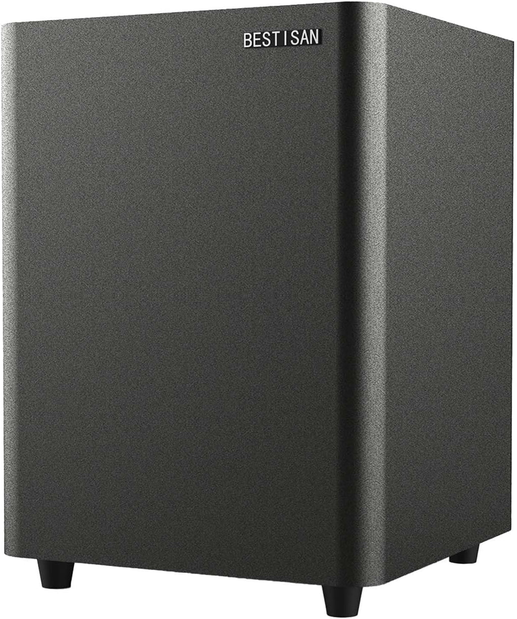 BESTISAN Powered Subwoofer, Deep Bass Sub, Down Firing Subs, Easy Setup with Home Theater System, Receiver, Speakers, Coaxial Cable Included, RCA, LFE, AUX Input, High-Level Speaker Input & Output